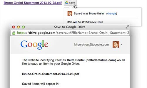 Google pulsante save to Drive