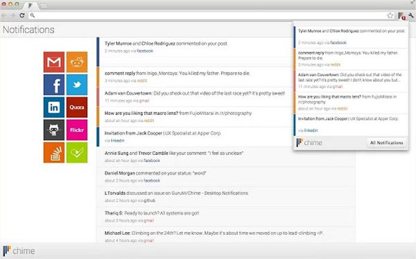 Social Google Chrome notifiche