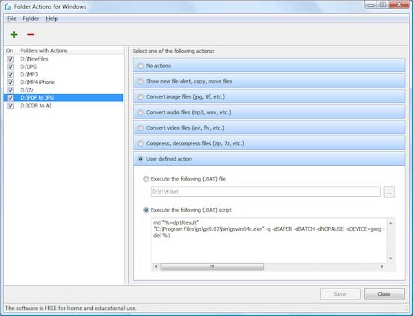 Folder Action for Windows