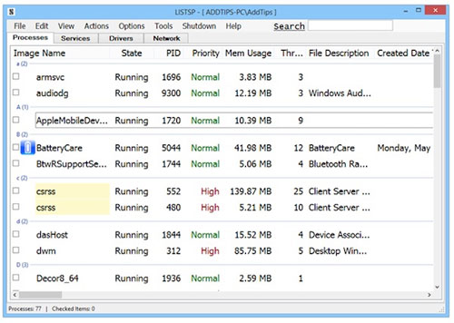 Windows:LISTSP